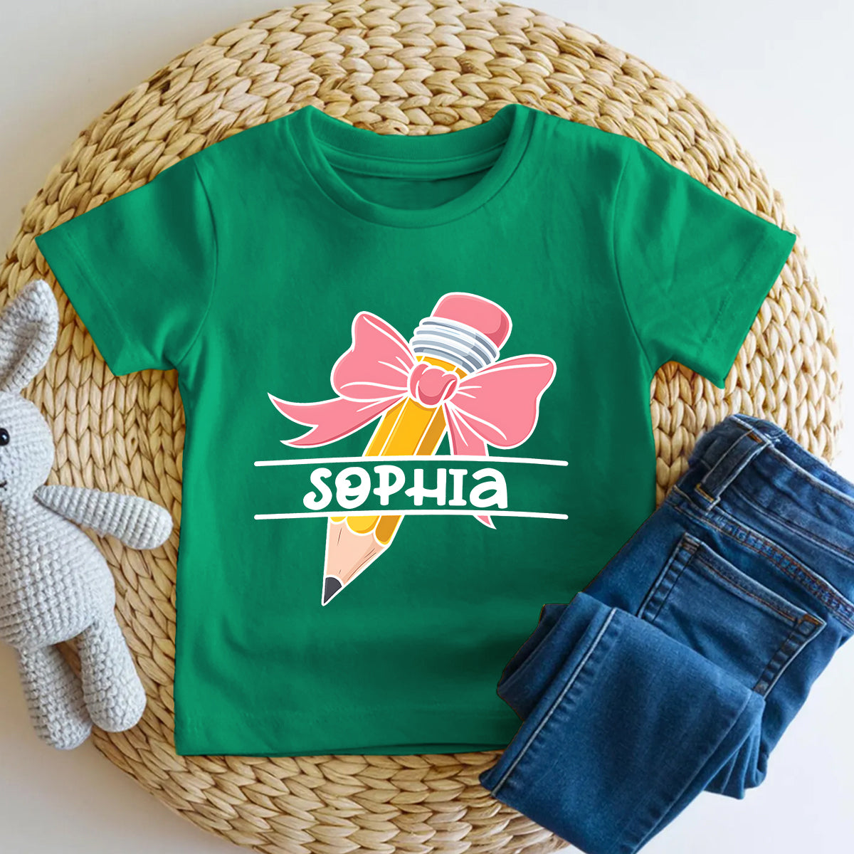 Personalized Name Kindergarten Bows And Pencils Toddler T-shirts