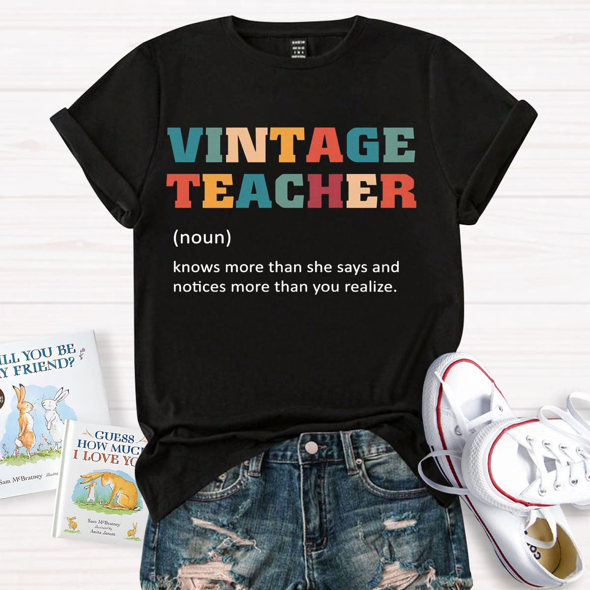 Vintage Teacher Print Graphic T-shirt