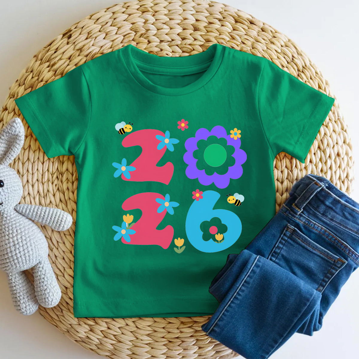 Welcome To 2026 Colorful Fonts And Small Flowers Toddler T-shirts