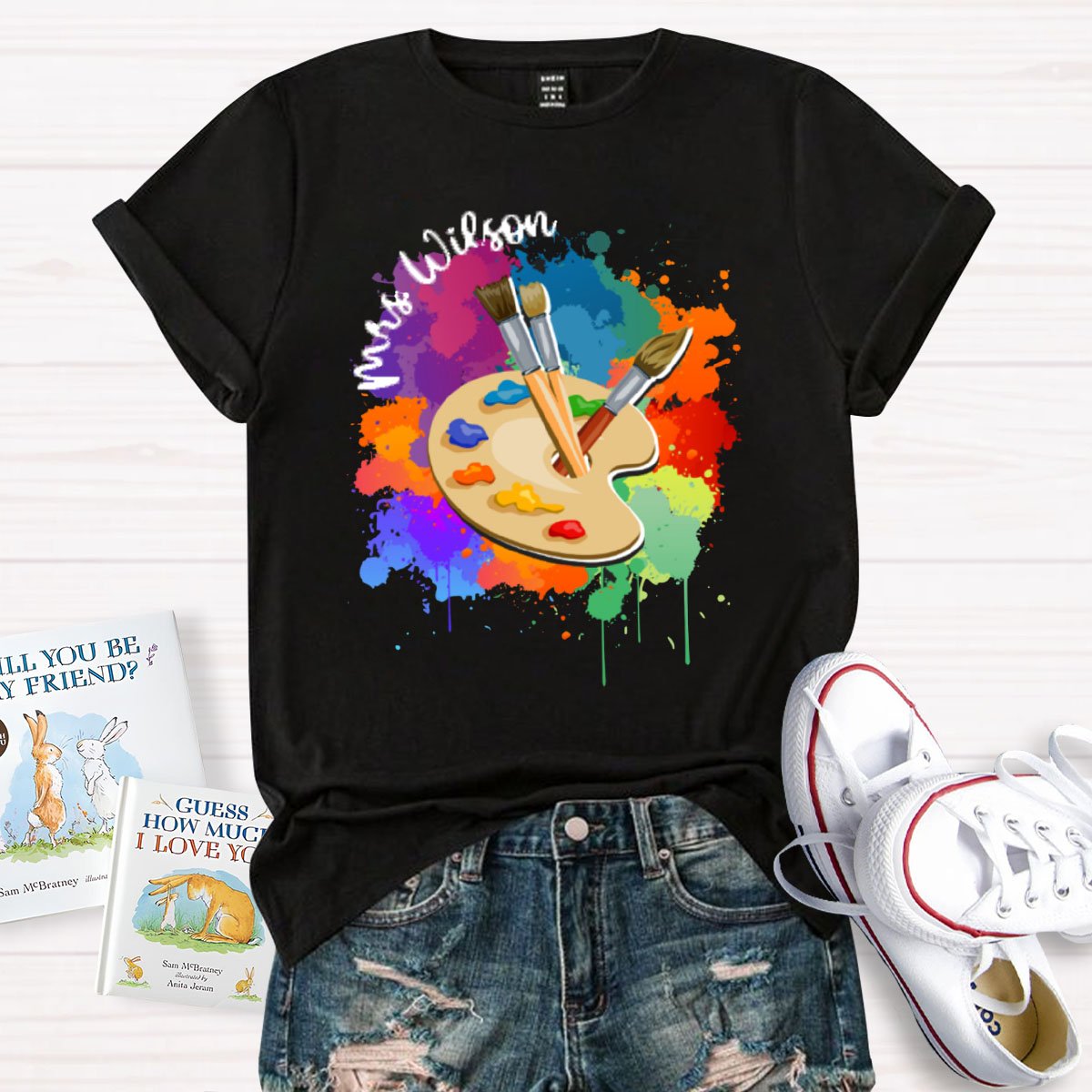 Personalized Artist Palette Teacher T-Shirt