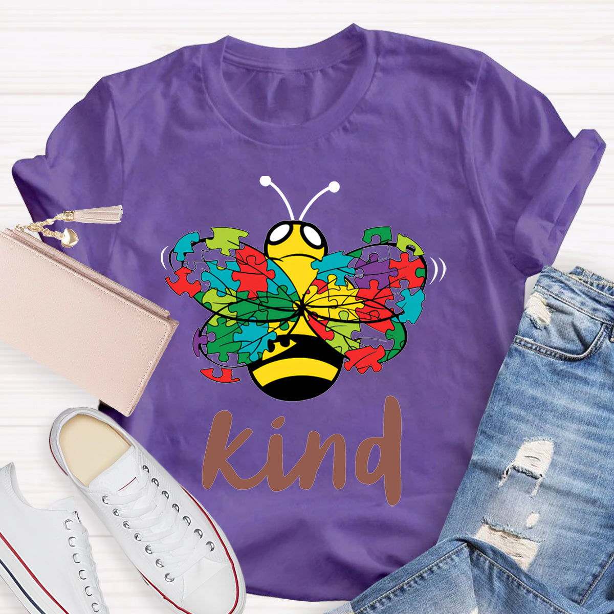 Kind Colorful Butterfly Print Special Education T-shirt