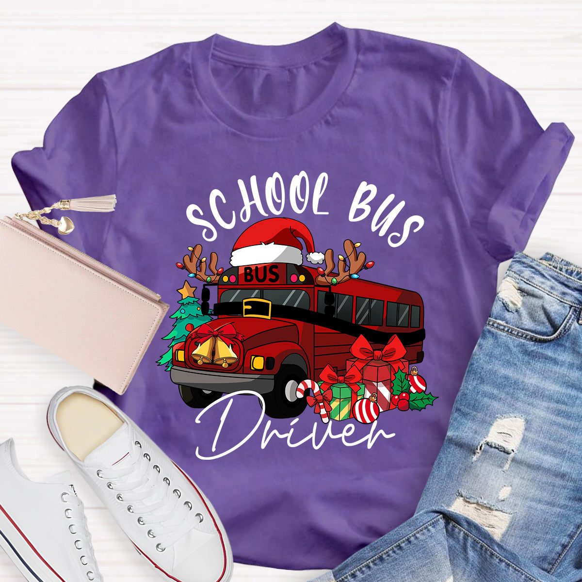 School Bus Driver Christmas School Bus Christmas Vibes T-shirt