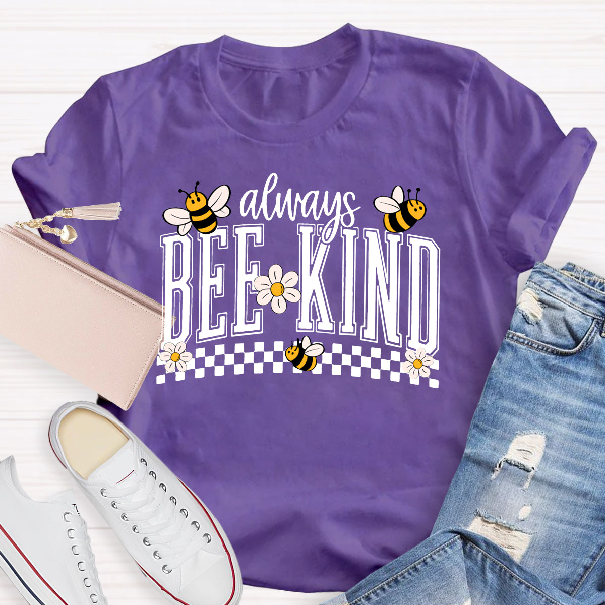 Always Bee Kind Bees And Small Flowers Teacher T-shirt