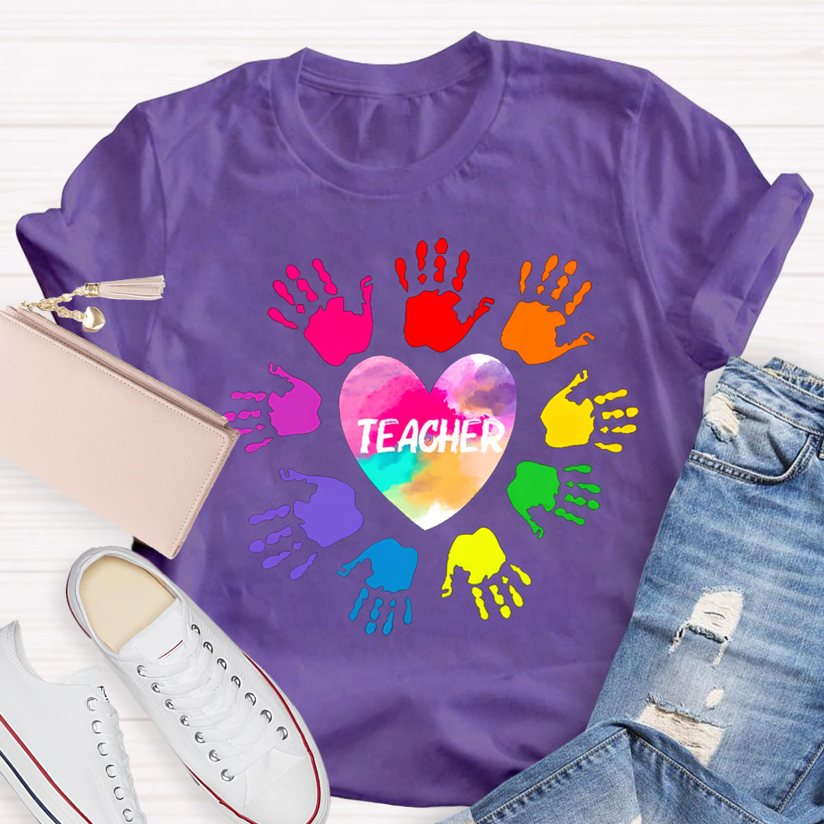 Colorful Hands Teacher T-Shirt