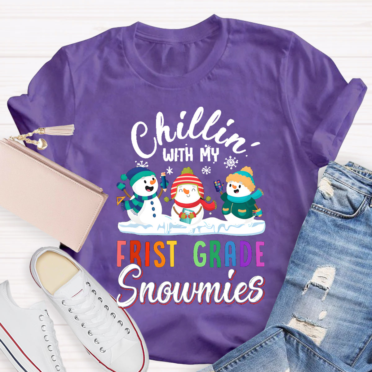 Personalized Grade Chillin With My First Grade Snowmies T-shirt