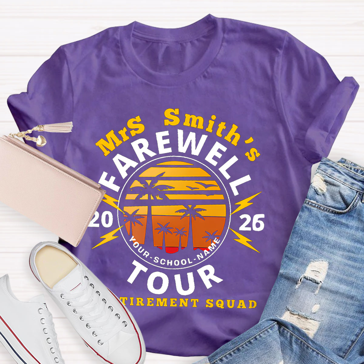 Personalized Teacher's Name And School Name Farewell Tour Retirement Squad T-Shirt