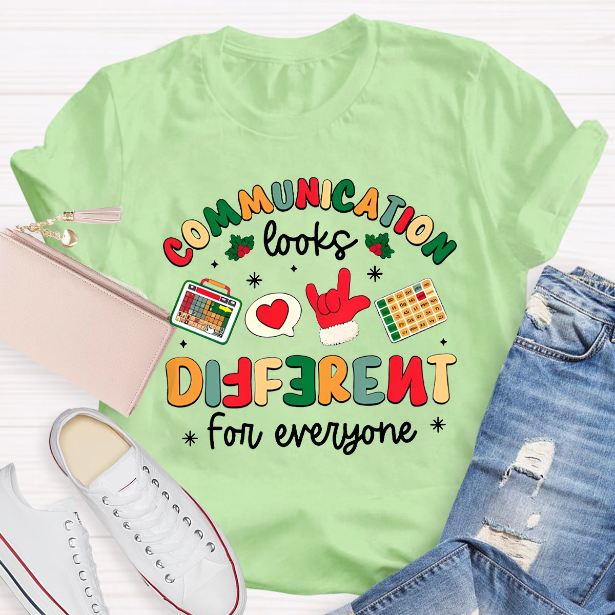 Communication Looks Different For Everyone Merry Christmas T-shirt