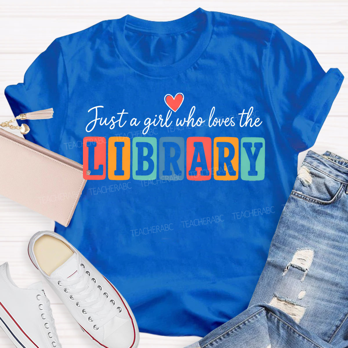 Just A Girl Who Loves The Library Colorful Block T-shirt