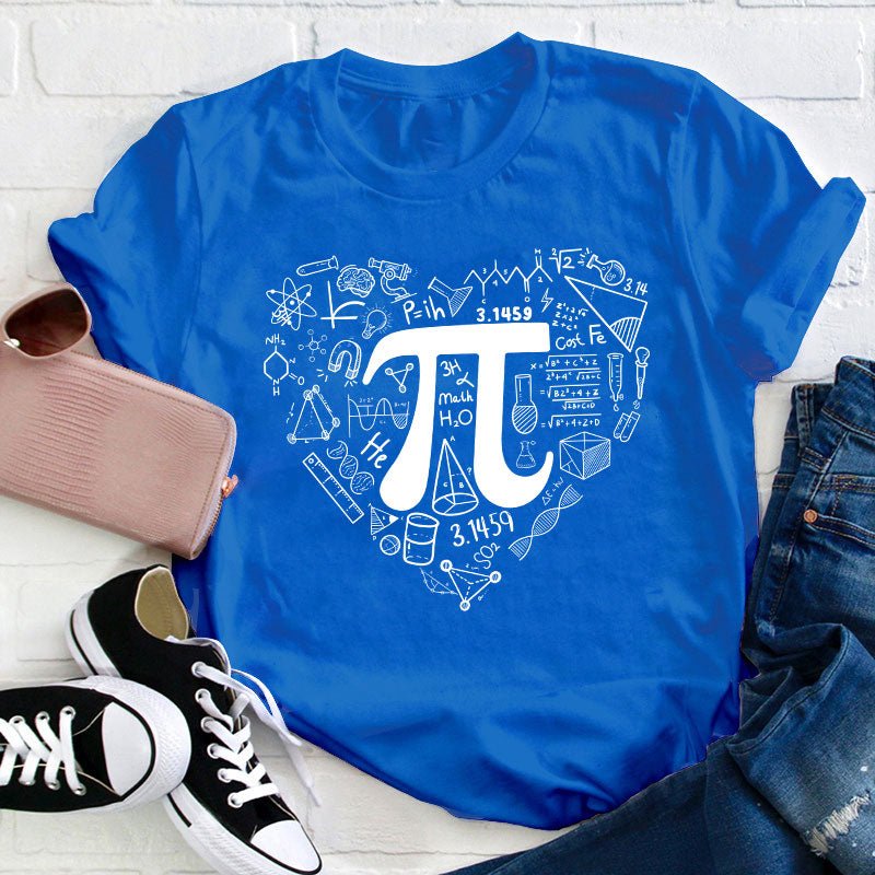 Pi Day Math Heart Teacher T-Shirt