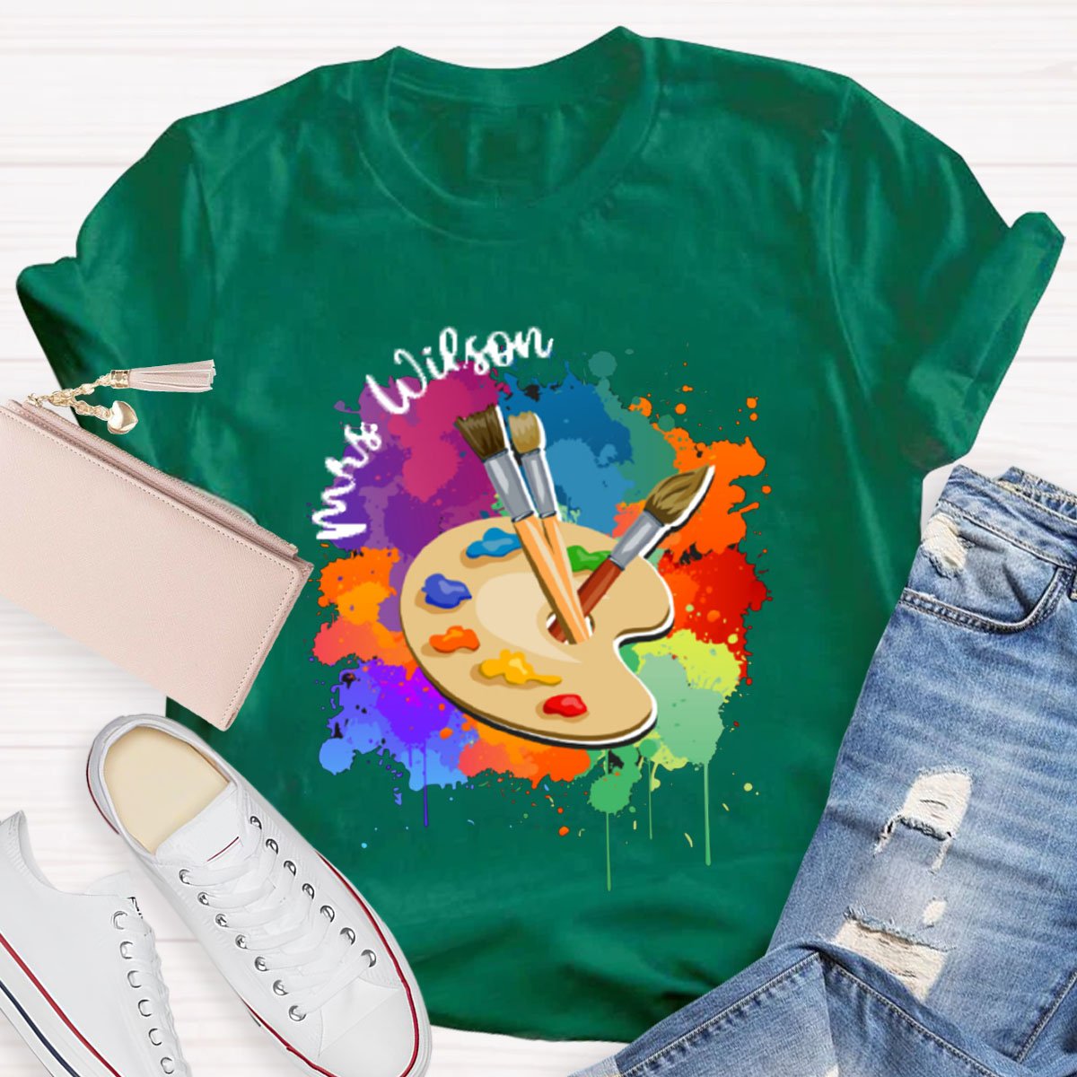 Personalized Artist Palette Teacher T-Shirt