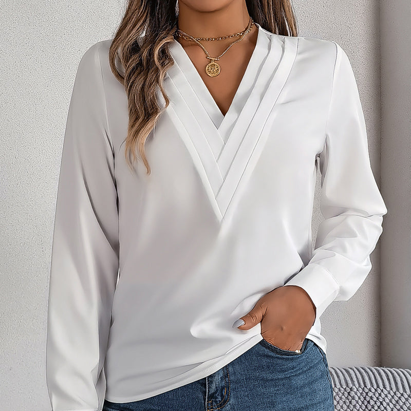 Layered V-Neck Long-Sleeved Shirt