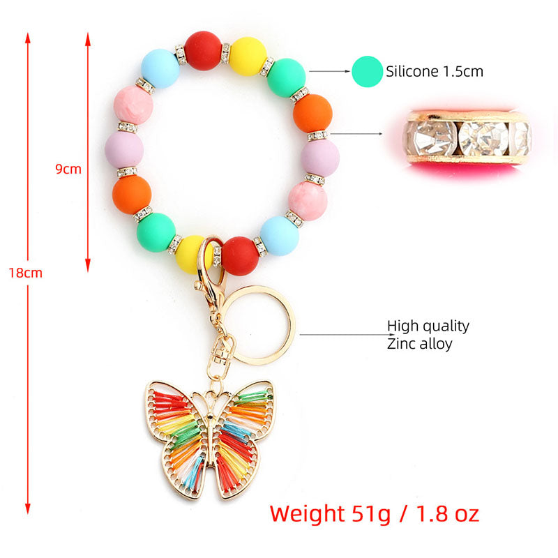 Butterfly Bracelet Keychain Colorful Beaded Pendant Bracelet