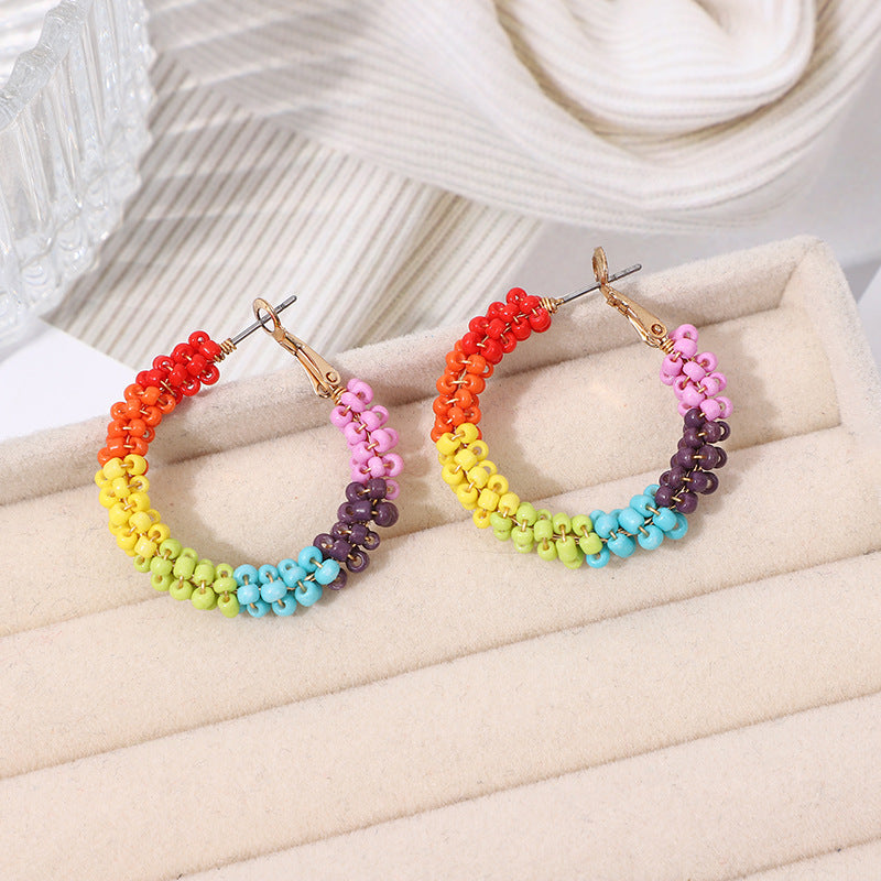 Bohemian Glass Rice Bead Earrings