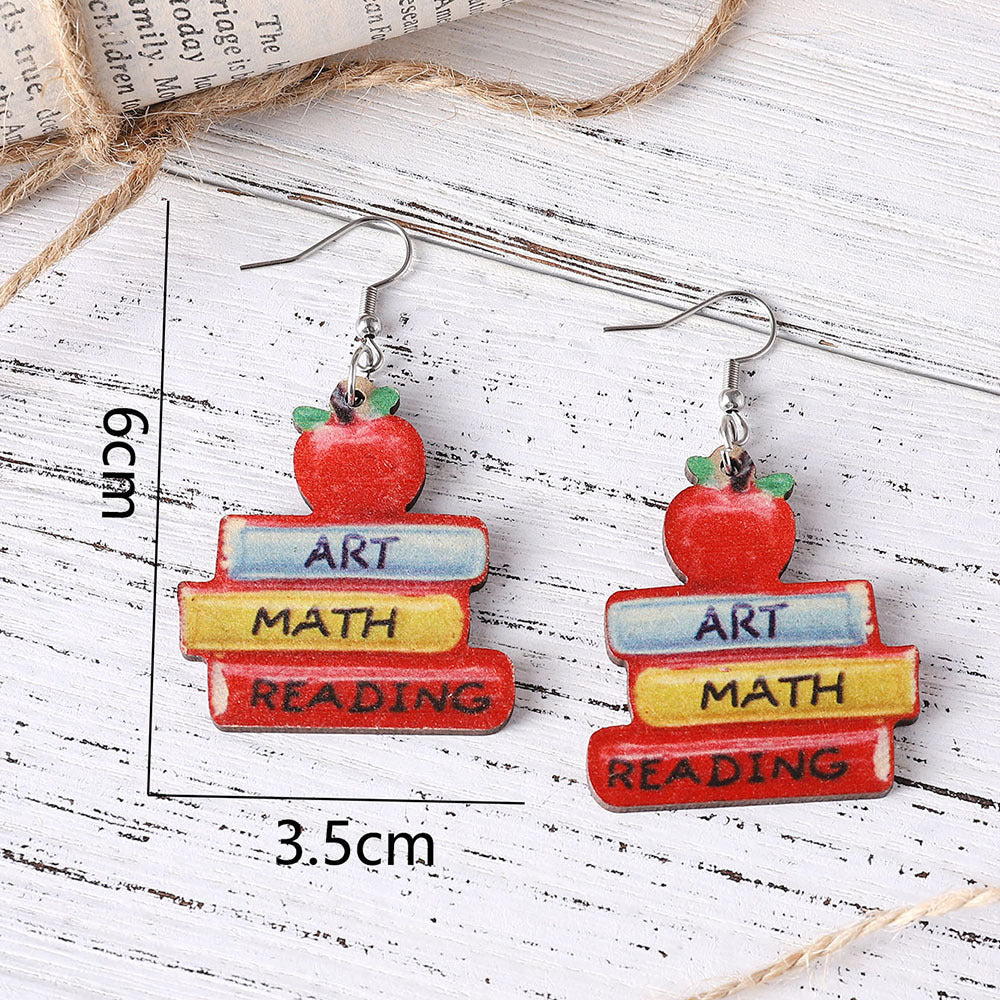 Apple Textbook Teacher Earrings