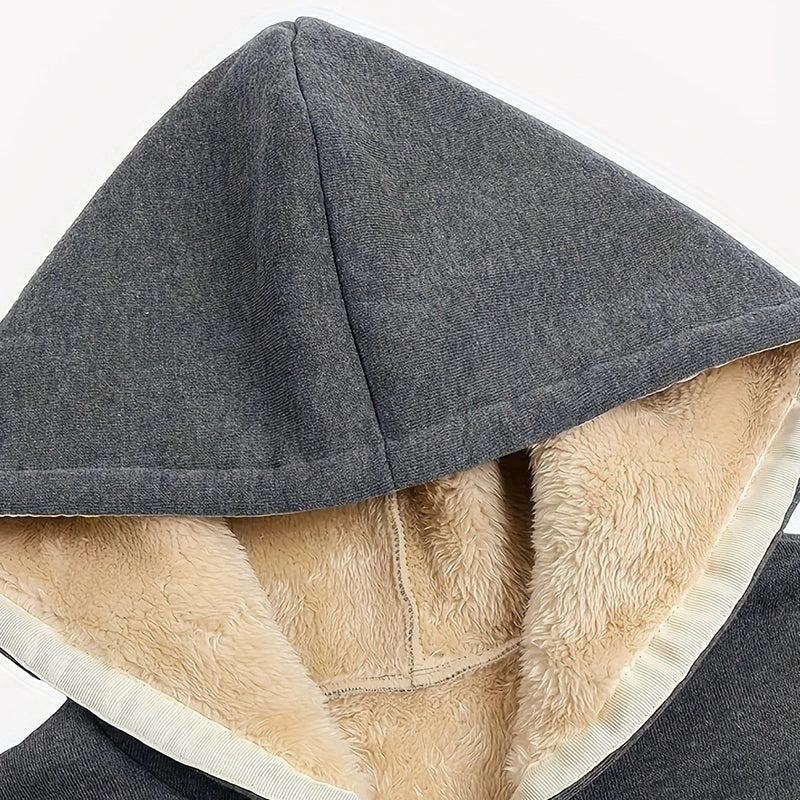 Cozy Plush Hooded Sweatshirt Jacket for Women