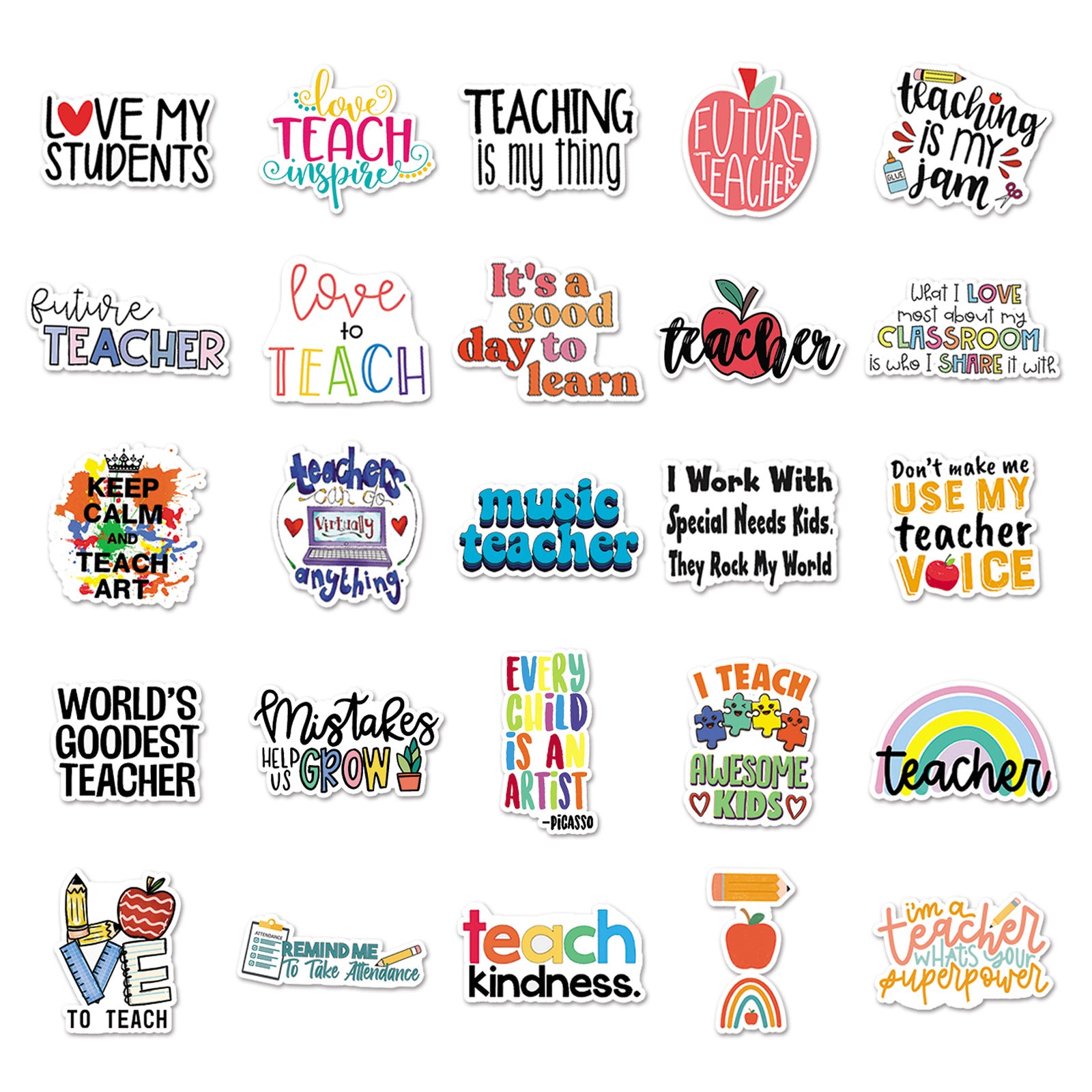 50 Pcs Teacher Graffiti Stickers