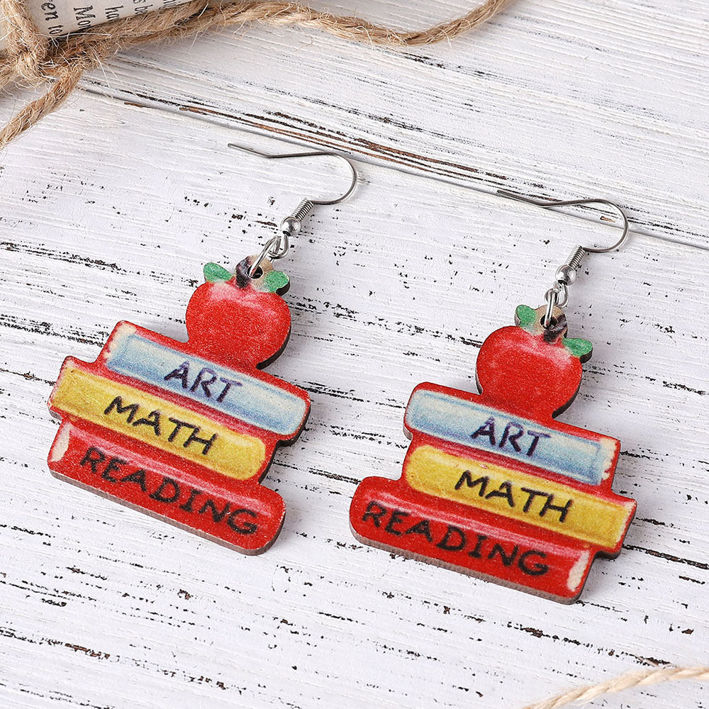 Apple Textbook Teacher Earrings