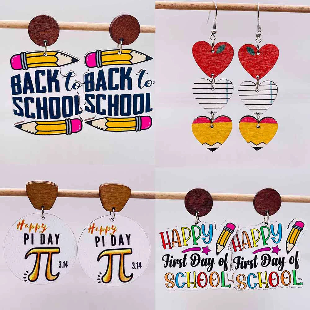 Book Pencil Wooden Earrings