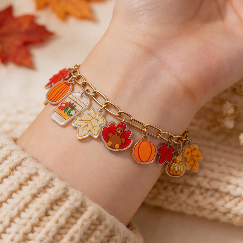 Grateful Turkey Acrylic Charm Bracelet