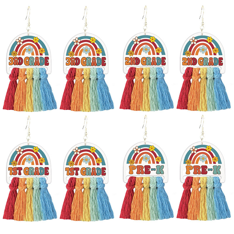 Teacher's colorful tassel earrings