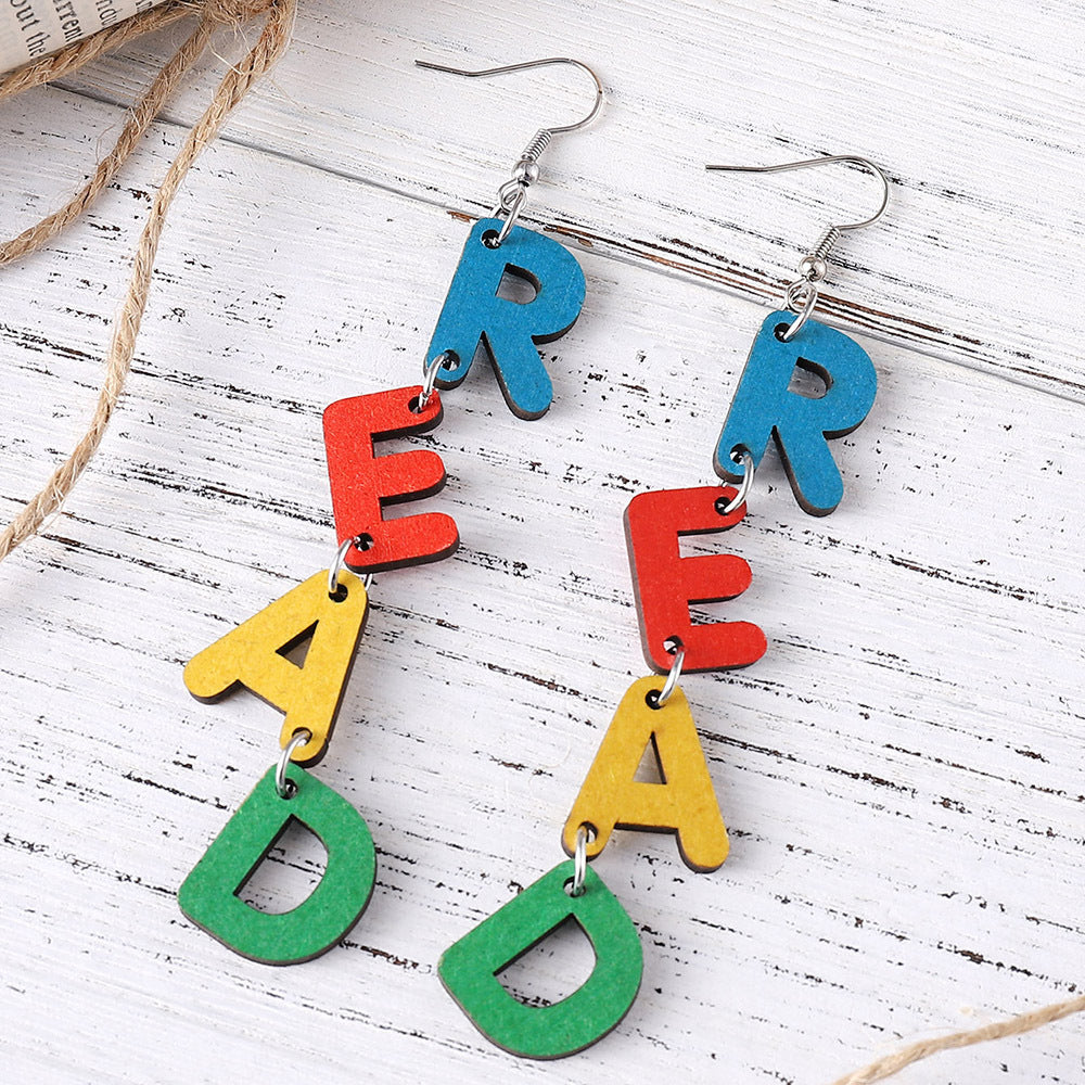 Colorful letter READ earrings