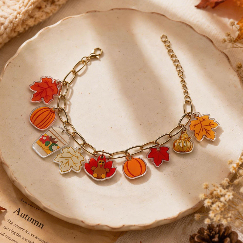 Grateful Turkey Acrylic Charm Bracelet