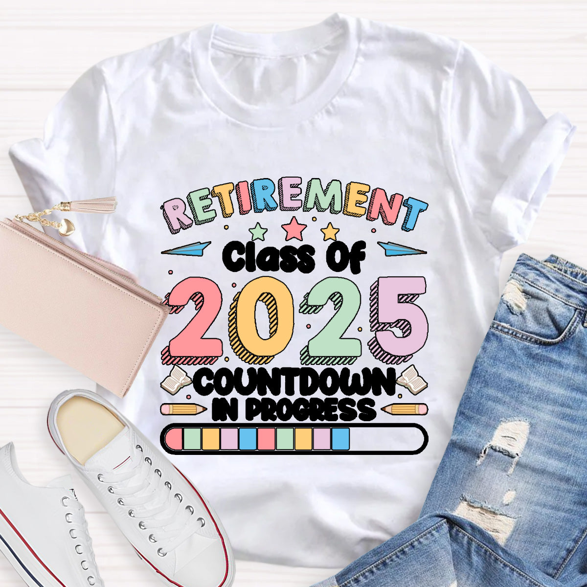 Personalized Year Countdown In Progress Teacher T-Shirt