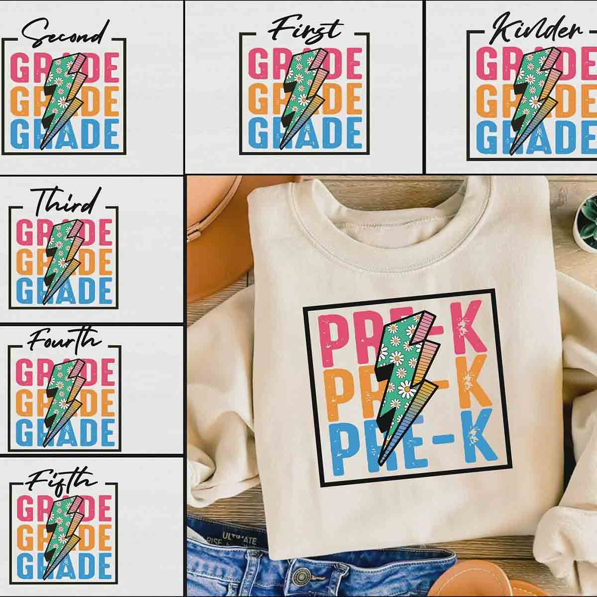 Personalized Grade Colorful Letter Square T-shirt