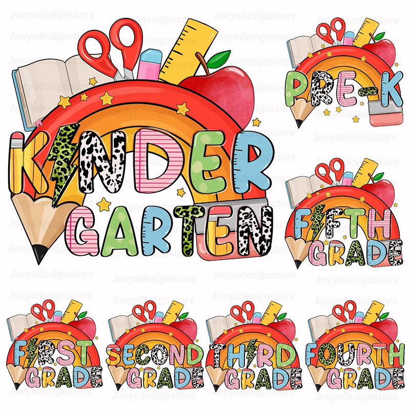 Personalized Grade Leopard Print Letter Rainbow Kindergarten Toddler T-shirts