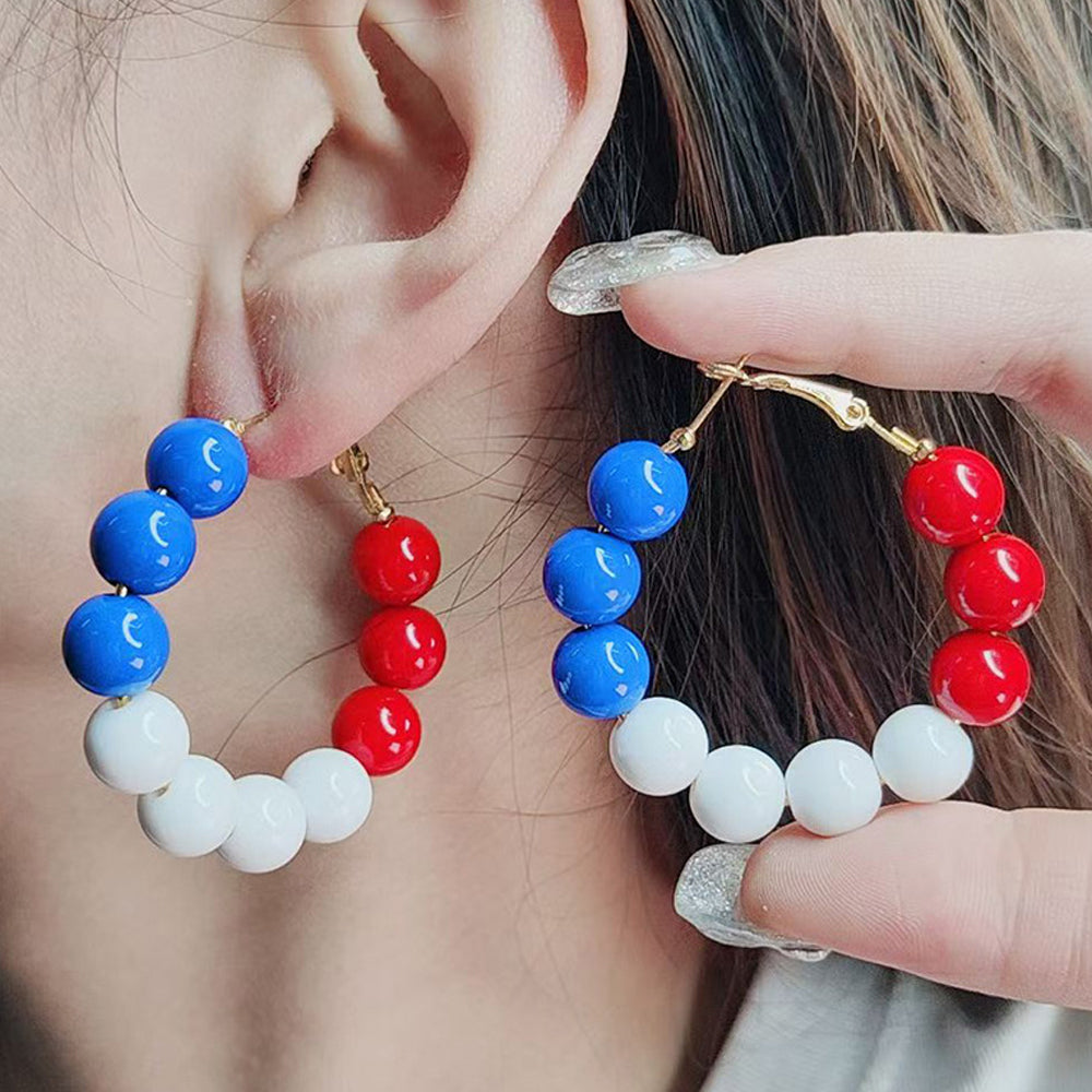 250th Anniversary Red, White, and Blue Flag Acrylic Earrings
