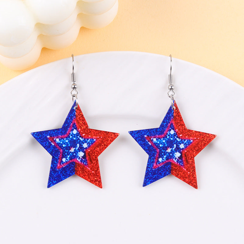 USA250 Red White Blue Star Earrings