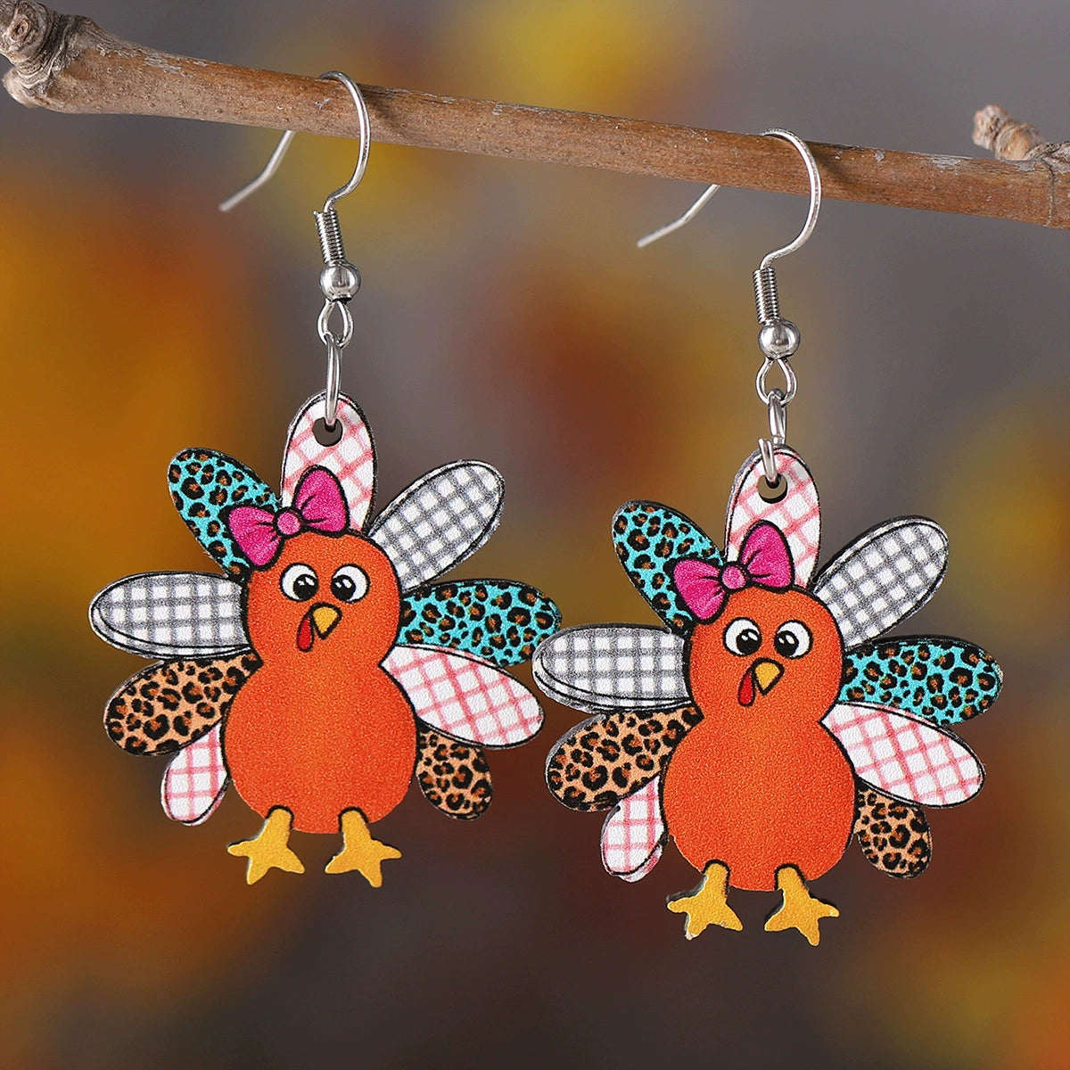 Autumn Harvest Thanksgiving Cute Turkey Earrings