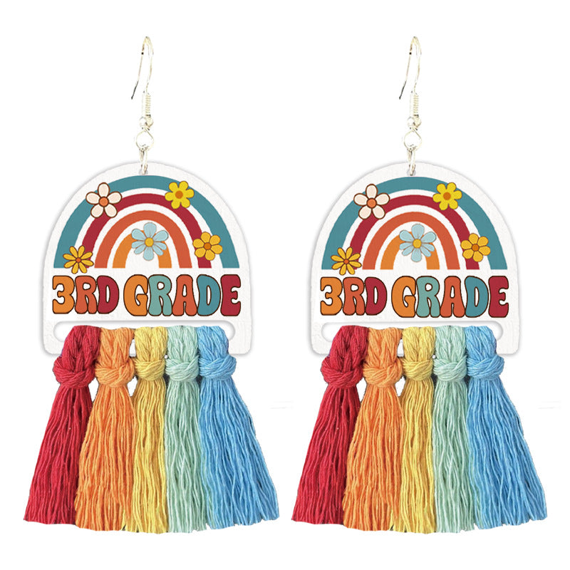 Teacher's colorful tassel earrings