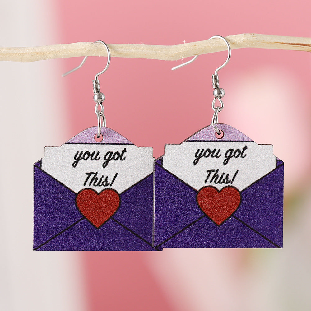 Heart-Shaped Bear And Rose Envelope With "I Love You" Pendant