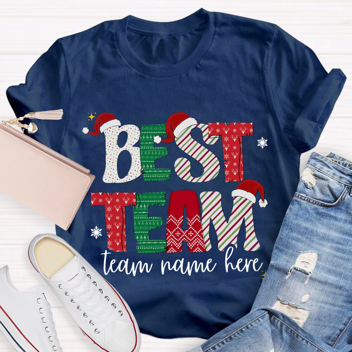 Personalized Team Name Christmas Best Team Ever T-Shirt