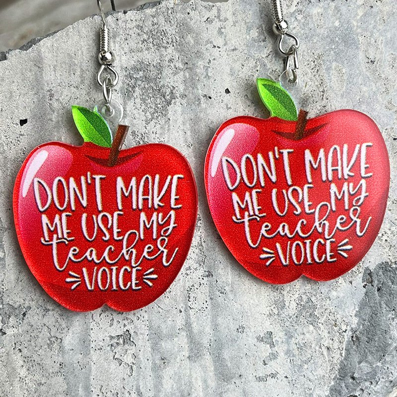 Apple Book Pencil Art Earrings