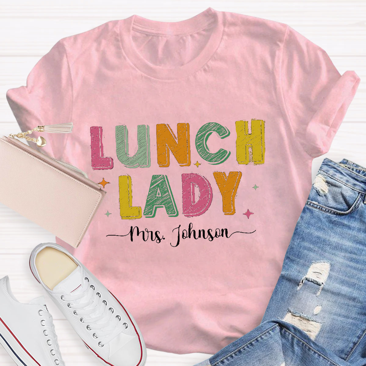 Personalized Lunch Lady Name Teacher T-Shirt