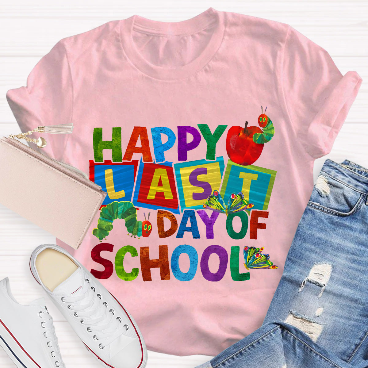 Happy Last Day Of School Apple Teacher T-Shirt