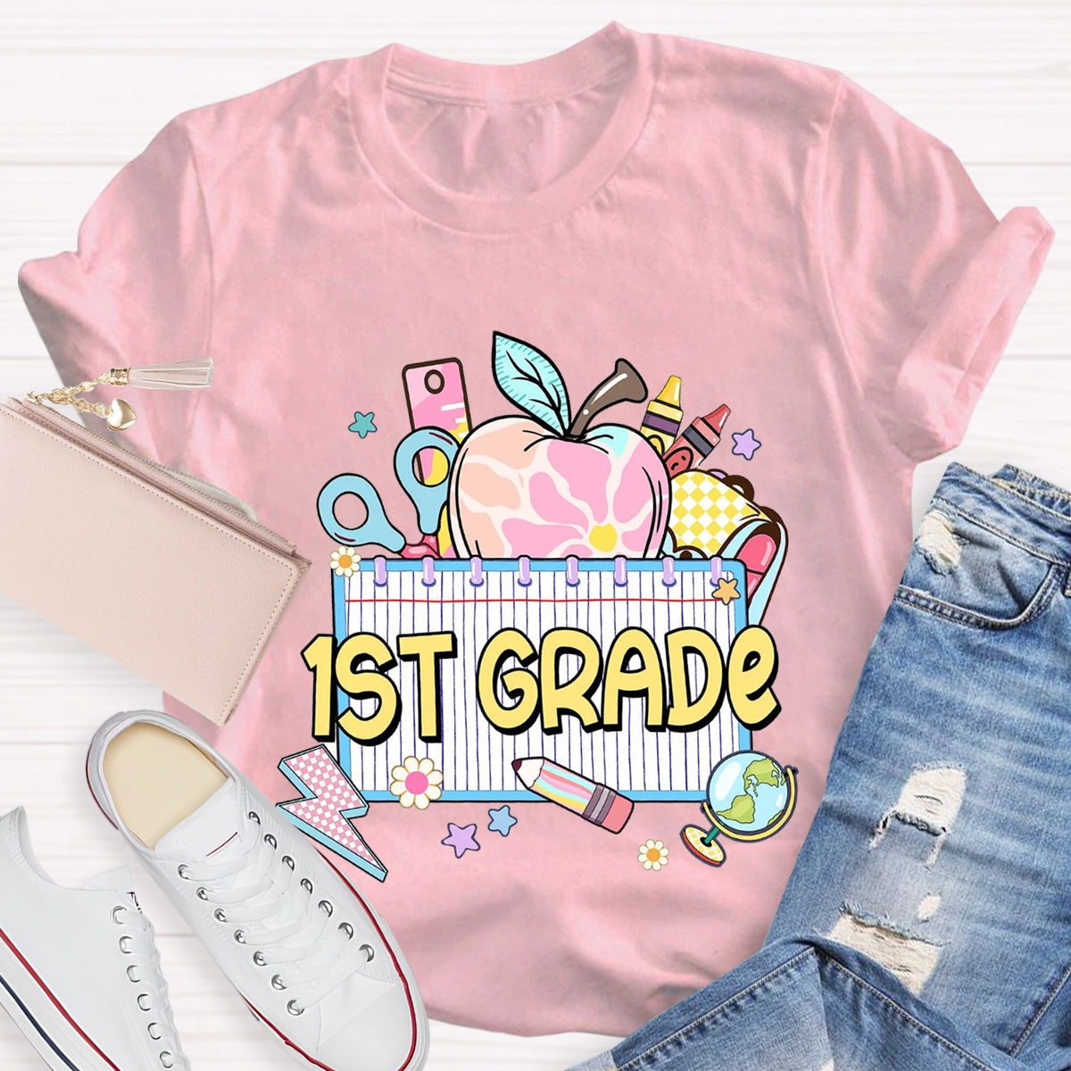 Personalized Grade Teacher Books Apple T-Shirt