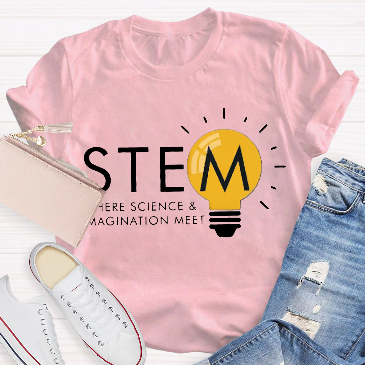 Stem Where Science And Imagination Meet Teacher T-Shirt