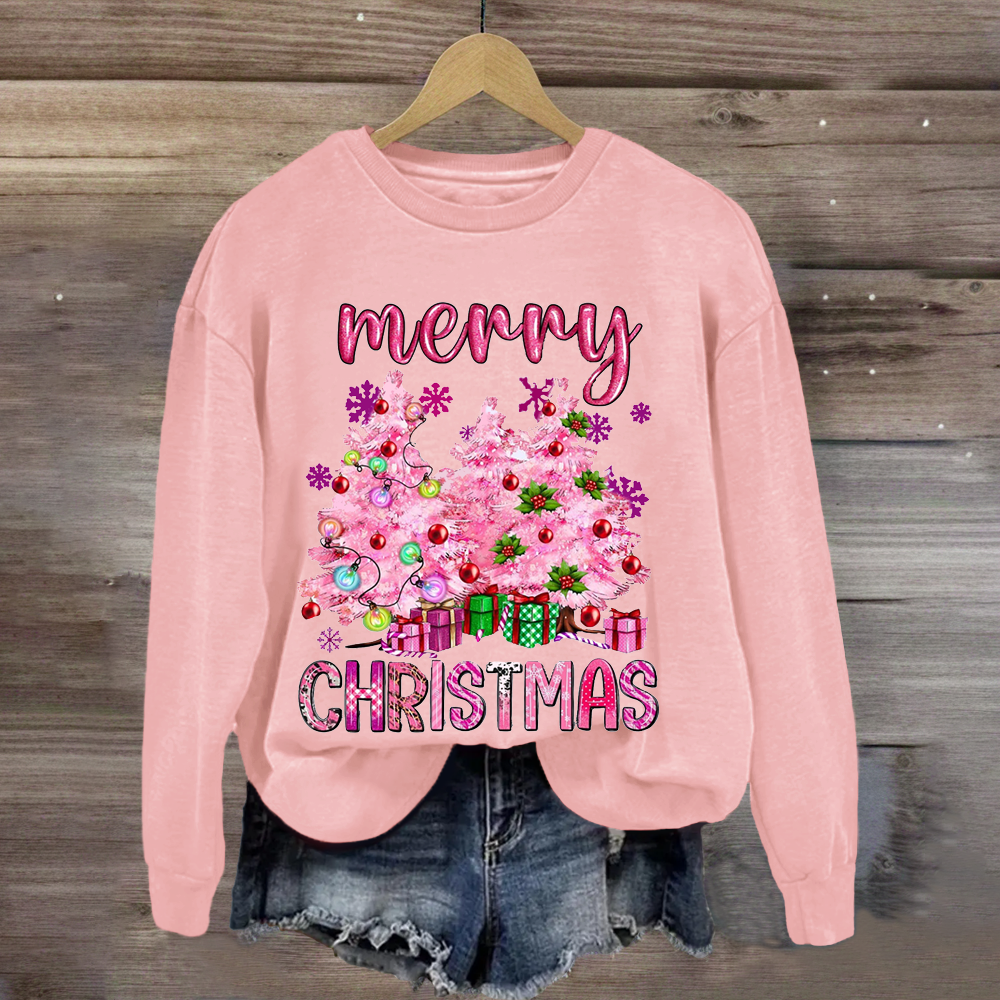 Pink Christmas Trees Teacher Sweatshirt