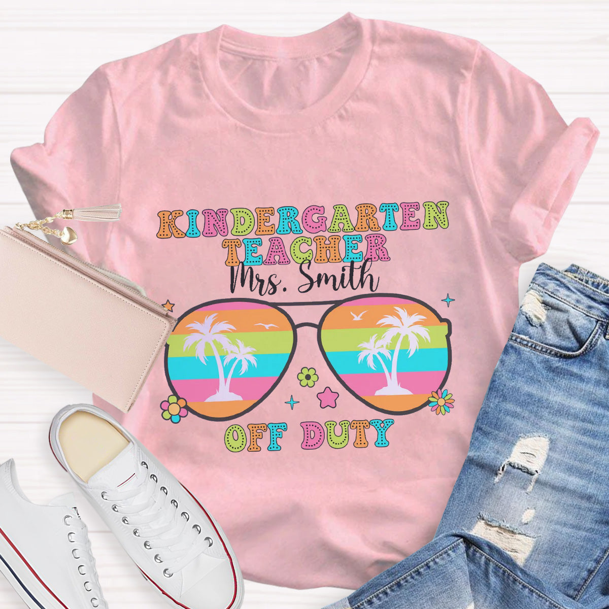 Personalized Name And Grade Off Duty Teacher T-Shirt