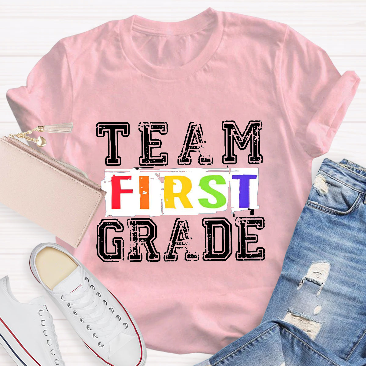 Personalized Grade First Grade Team Teacher T-Shirt
