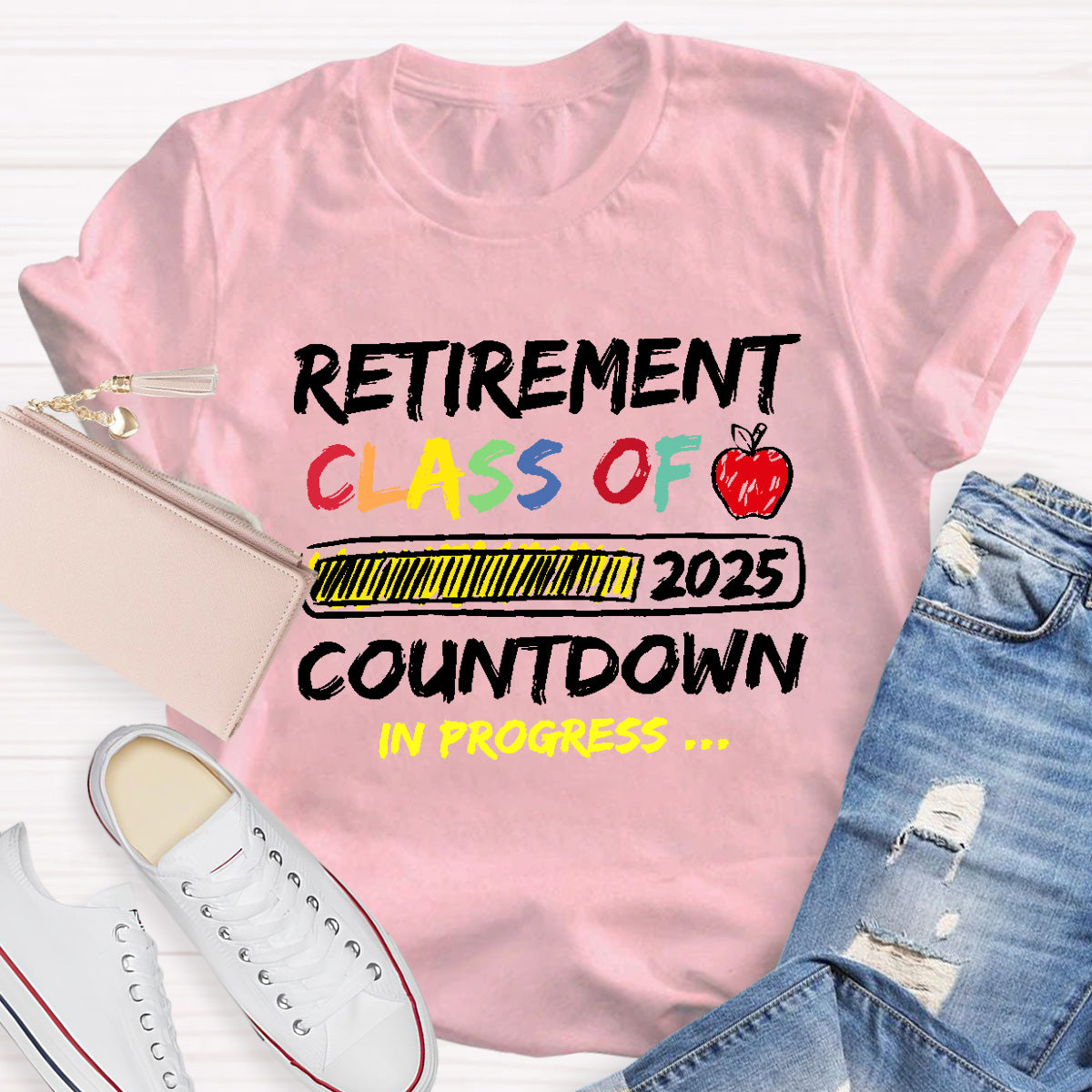 Personalized Retirement Year Class Countdown In Progress Teacher T-Shirt