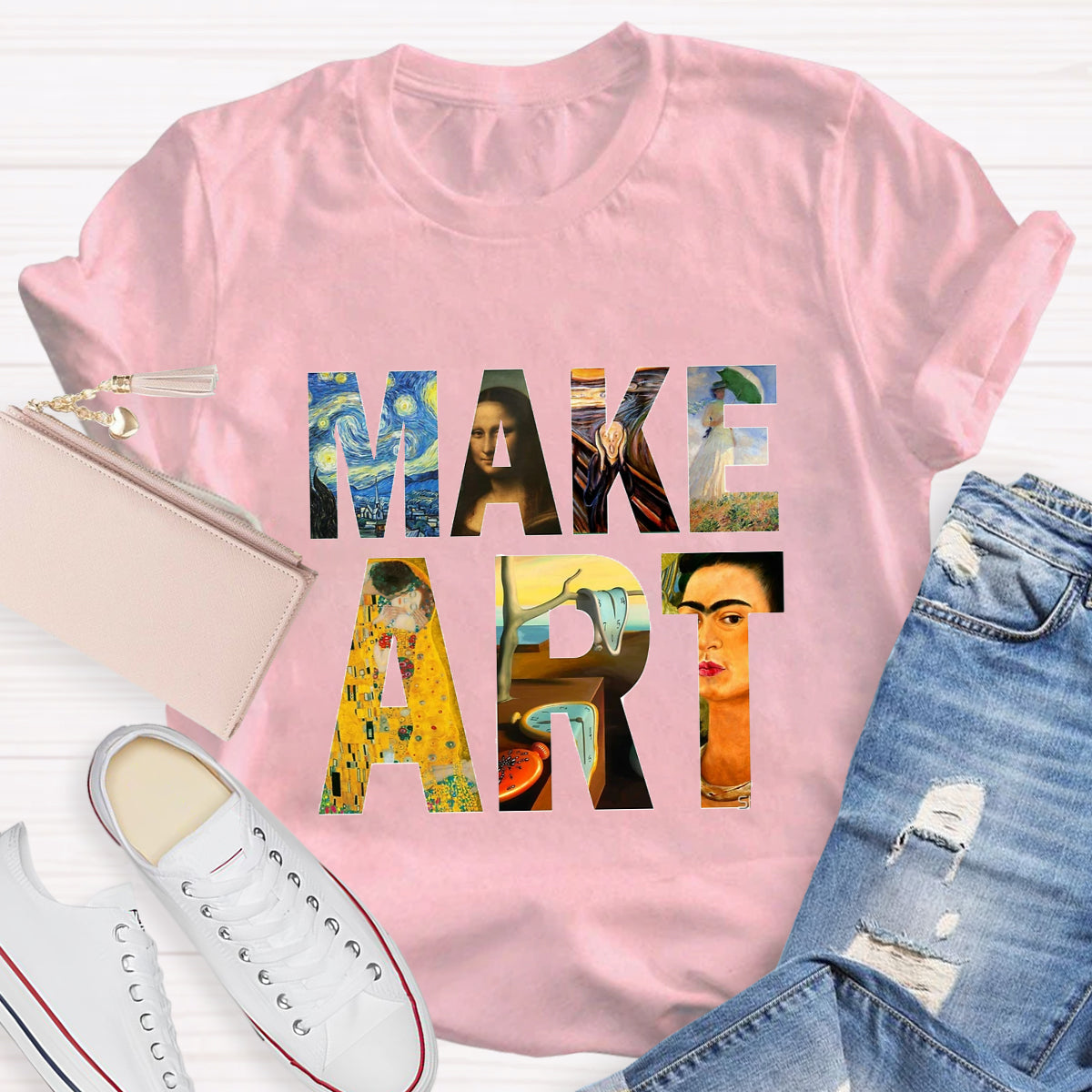 Make Art Printed Teacher T-Shirt
