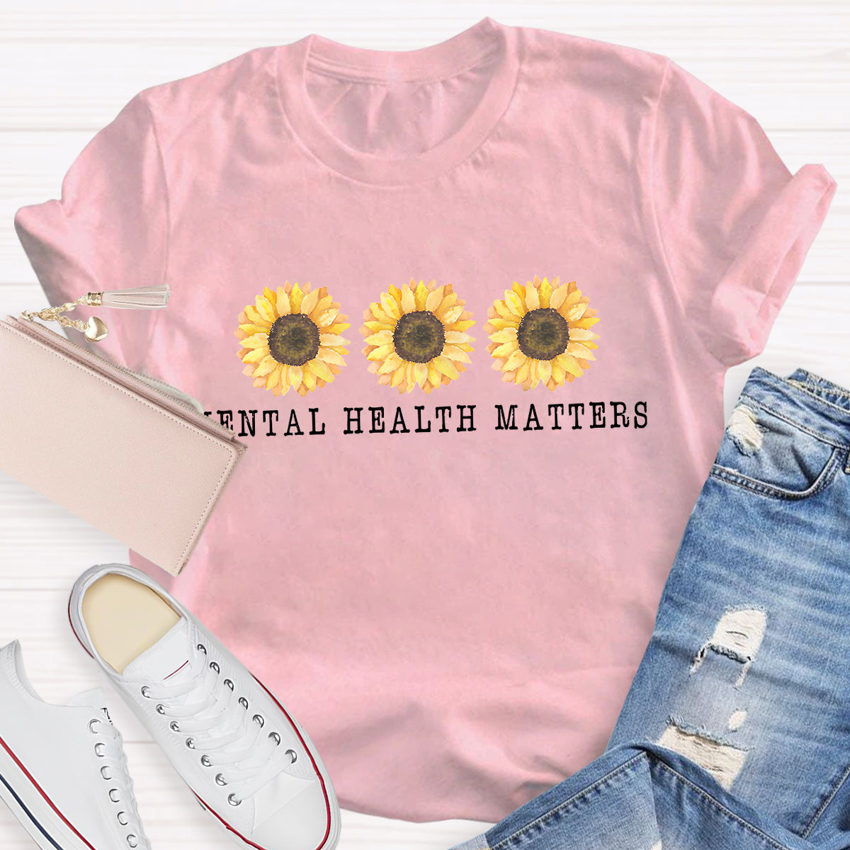 Mental Health Matters Sunflower Teacher T-Shirt
