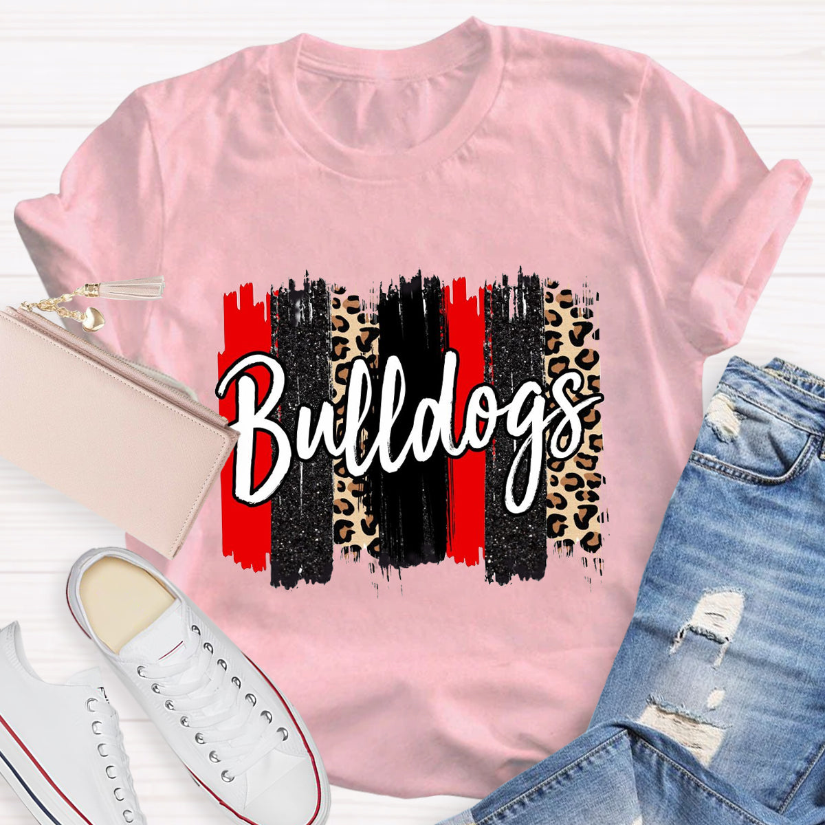 Personalized Team Mascot Red Leopard Teacher T-Shirt