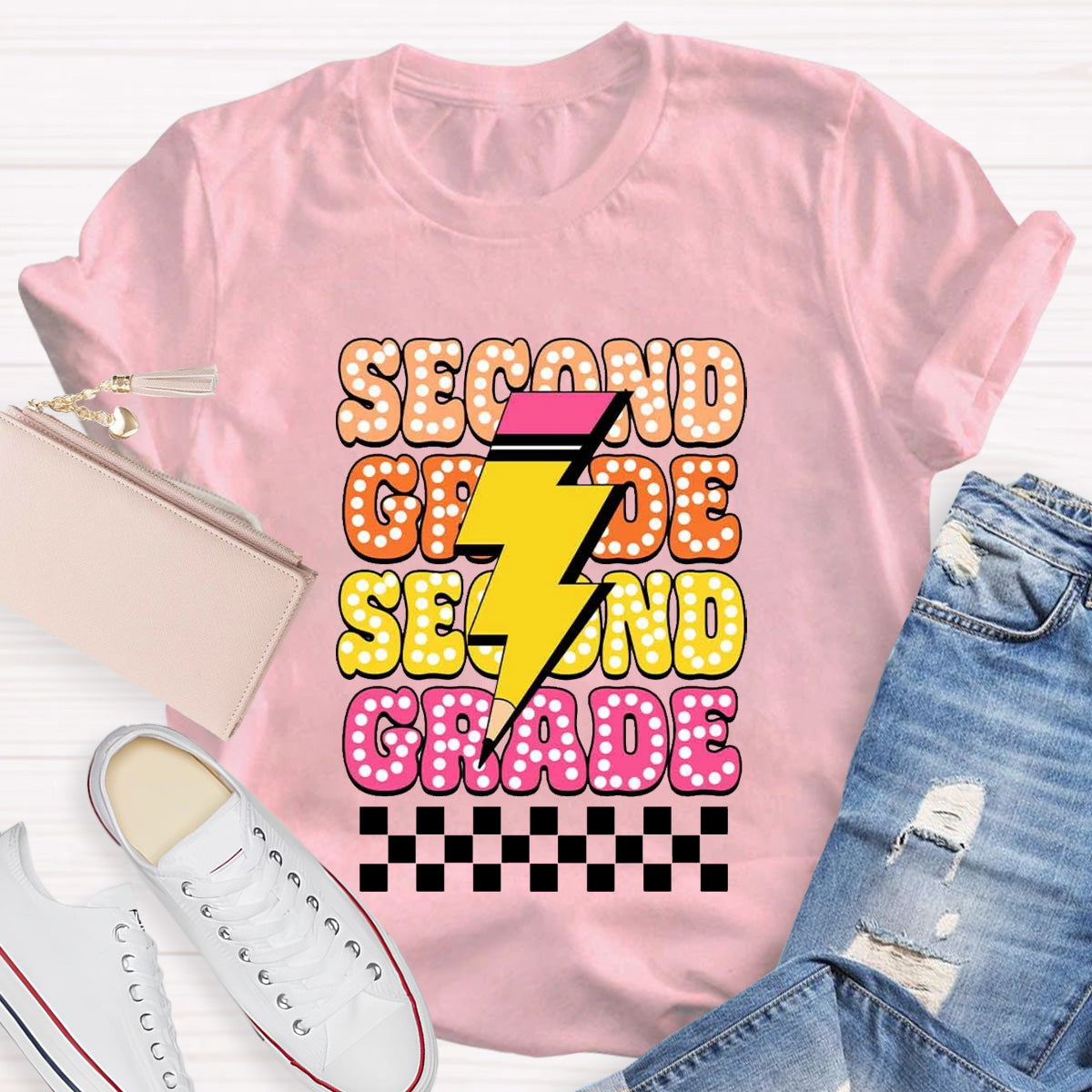Personalized Grade Pencil Teacher Second Grade T-Shirt