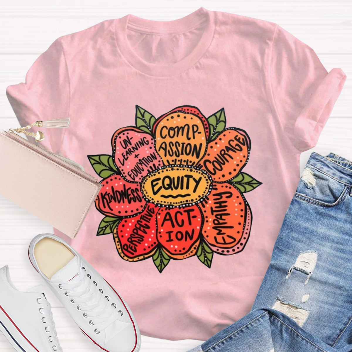 Action Kindness Equity Teacher T-Shirt
