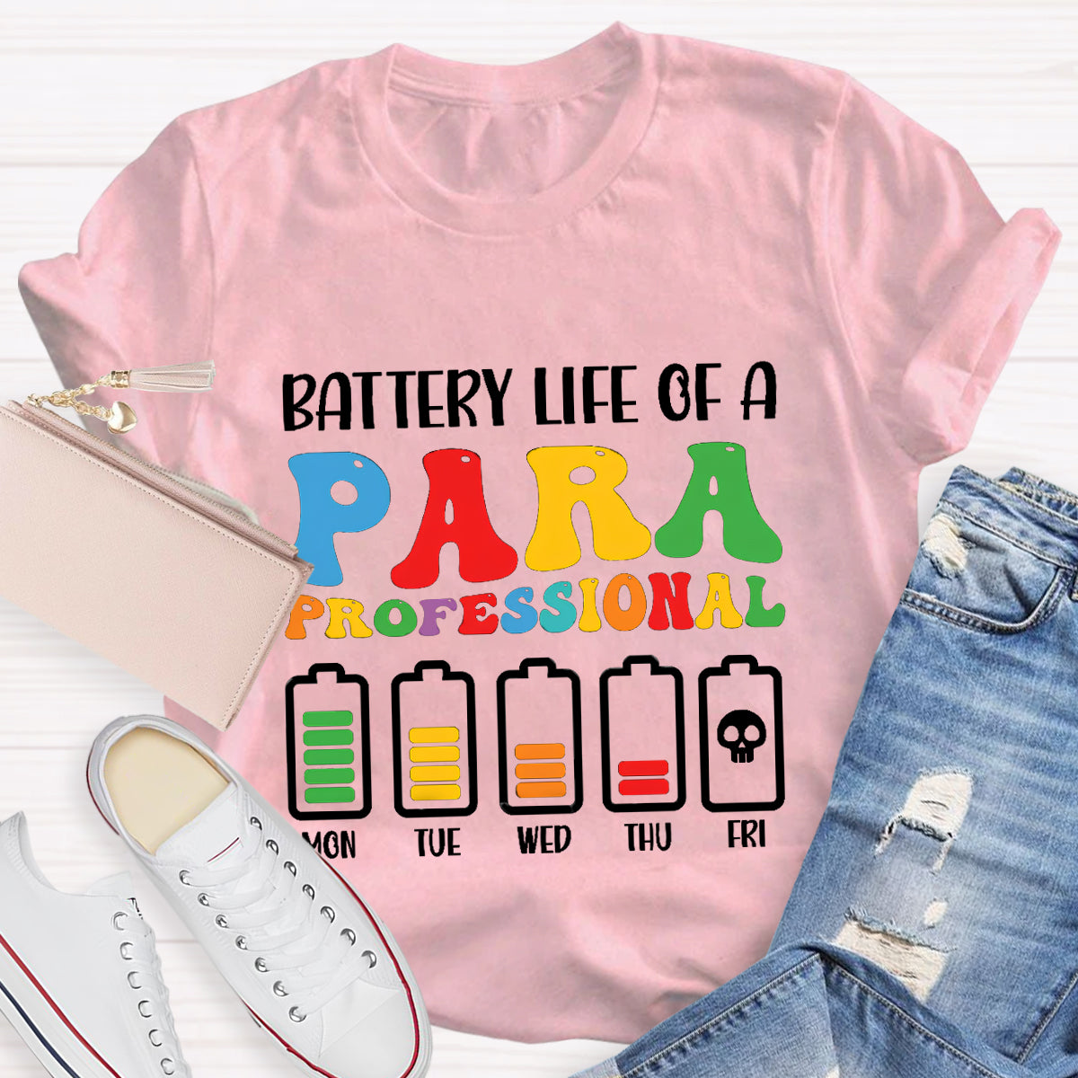 Battery Life of Paraprofessional Teacher T-Shirt